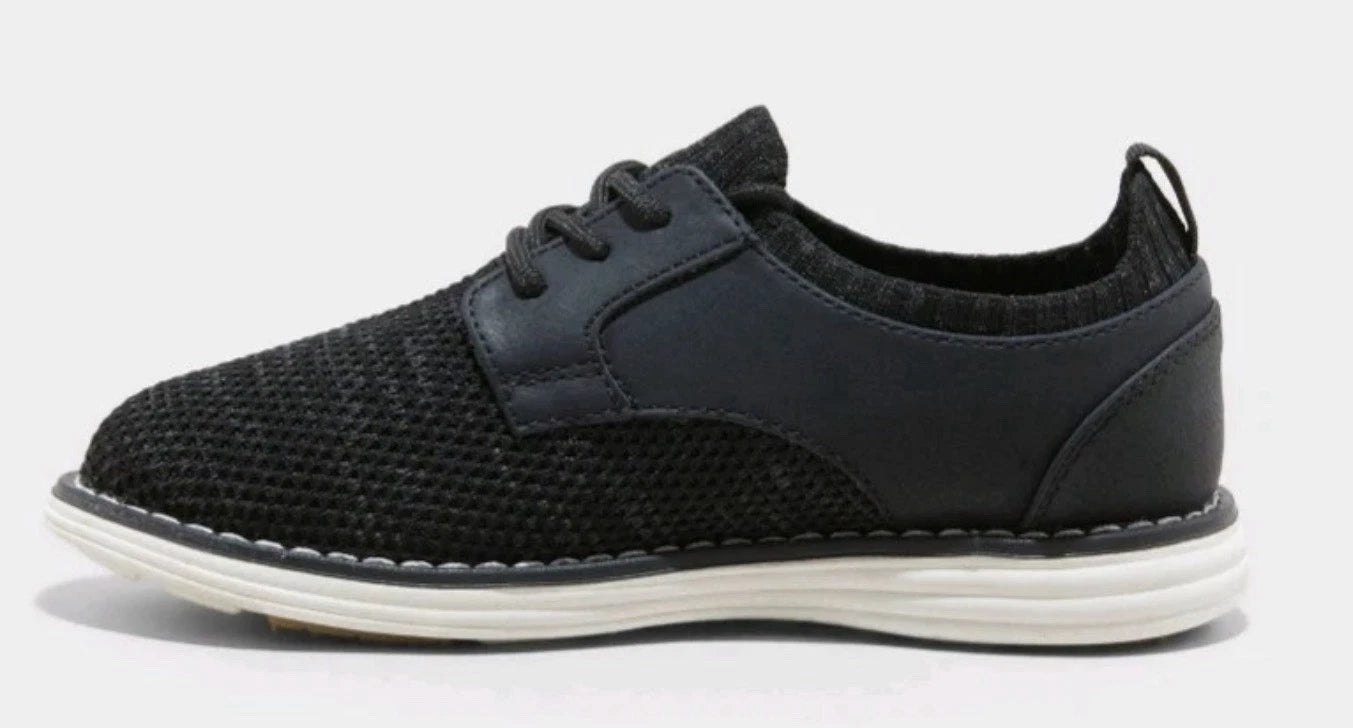 Boys Cat & Jack Elijah Knit Casual Dress Oxford Shoe Heathered Black- CHOOSE SIZE
