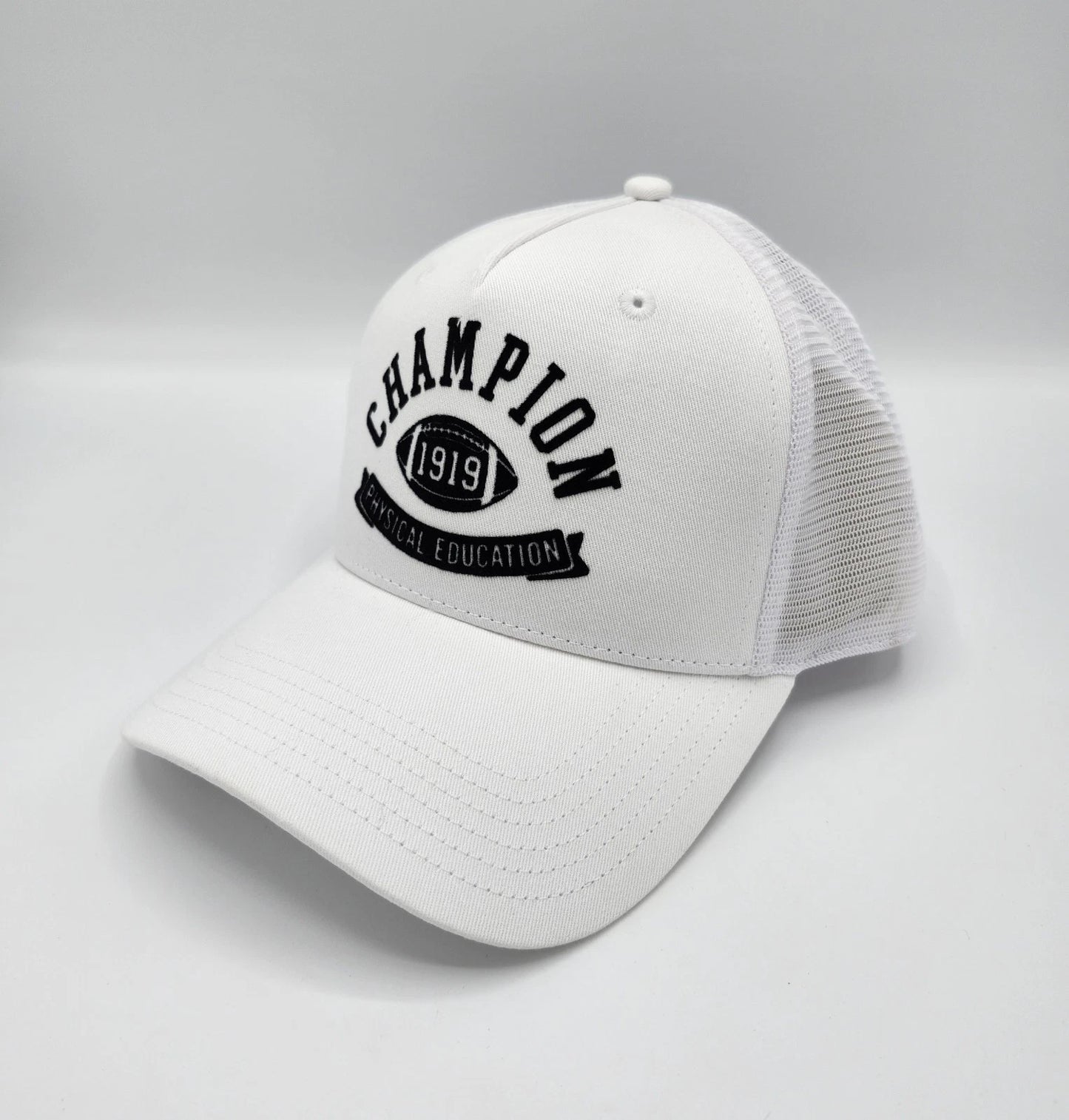 Champion 1919 Physical Education White Mesh Trucker Hat Adjustable