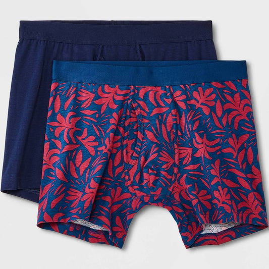 Goodfellow & Co Men's Boxer Briefs Red Blue Floral 2pk - XL (40/42)