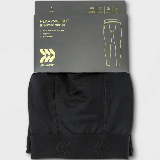 All in Motion Mens Heavyweight Thermal Pants Black- CHOOSE SIZE