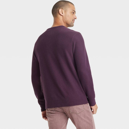Goodfellow & Co Men's Long Sleeve 4 Button Henley Shirt Purple - Choose Sz