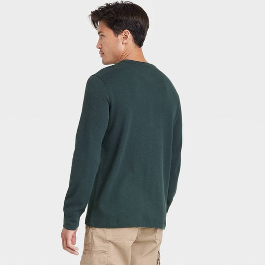 Goodfellow & Co Men's Long Sleeve 4 Button Henley Shirt Green - Choose Sz