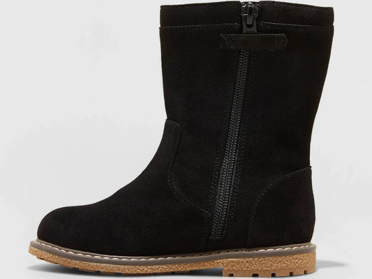 Cat & Jack Toddler Girl Black Olivia Faux Suede Boots - Size 10