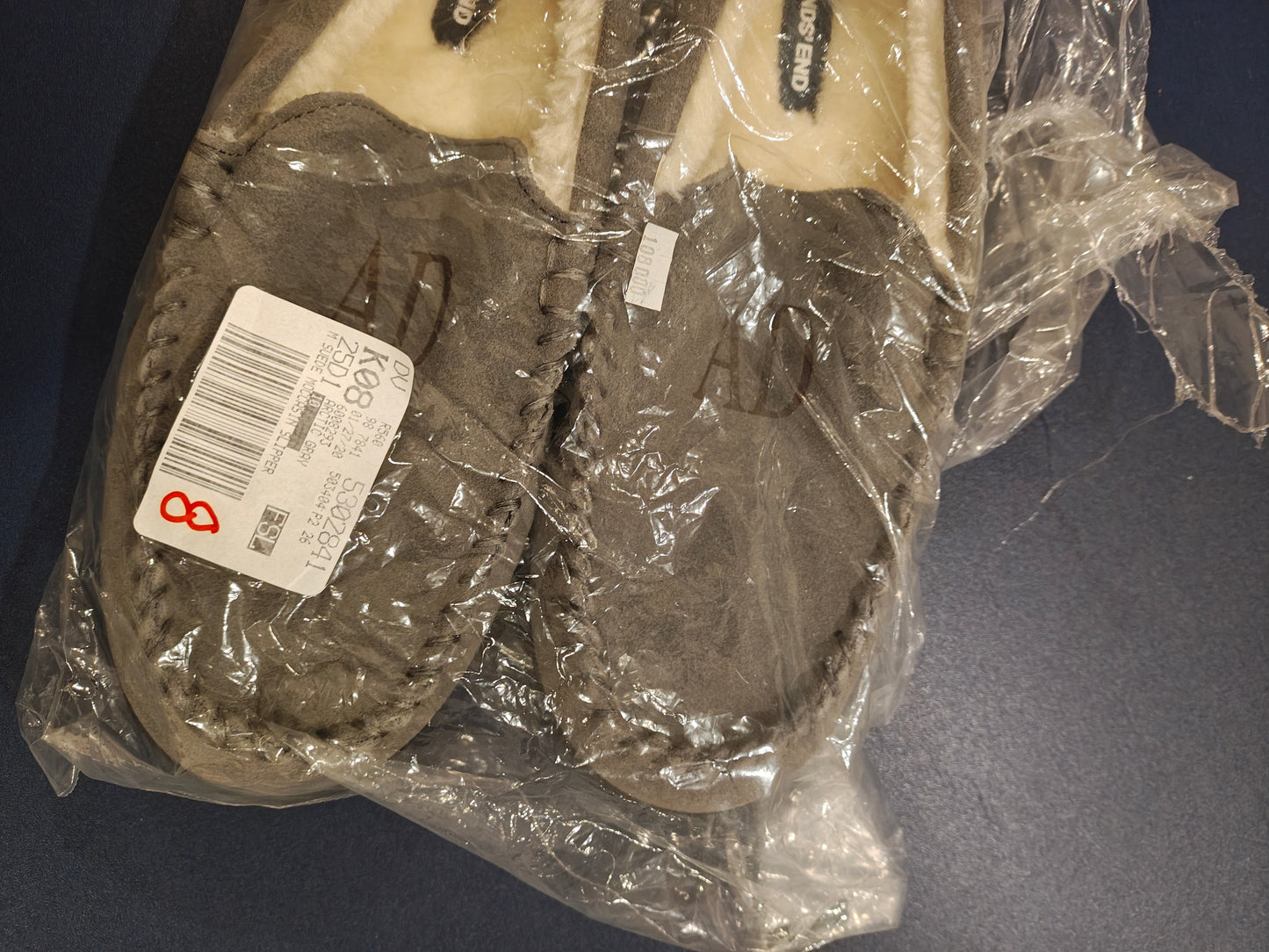 Lands' End Men's Fuzzy Lined Suede Moccasin Slippers - Size 10