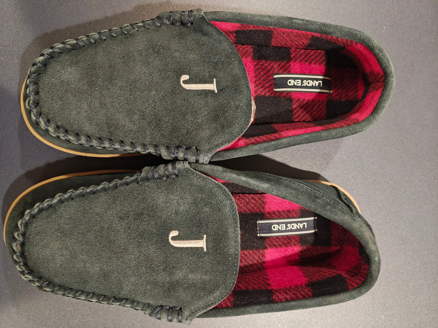 Lands' End Men's Flannel Lined Suede Slip-On Moccasin Loafers - Size 9