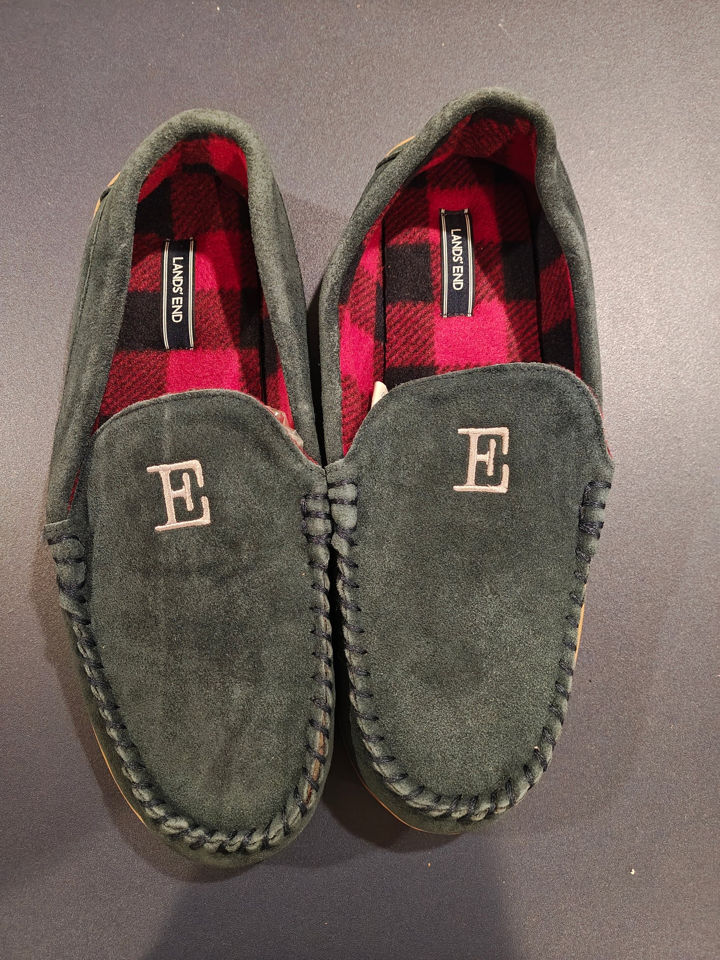 Lands' End Men's Flannel Lined Suede Slip-On Moccasin Loafers - Size 13
