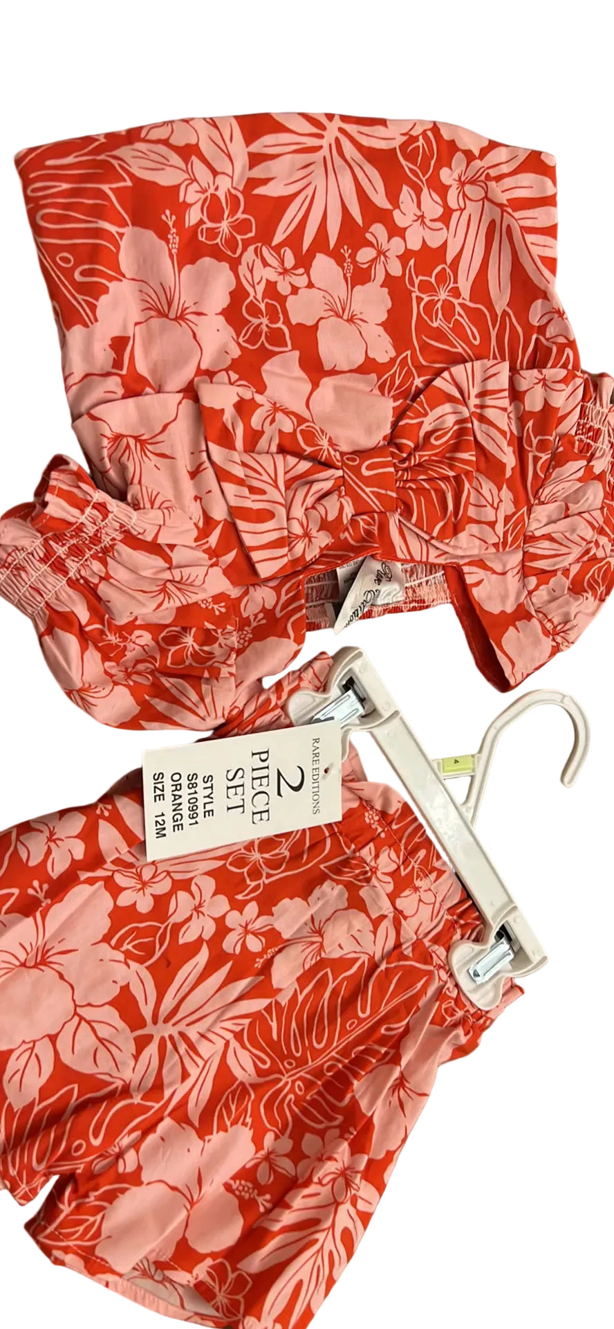 Rare Editions Baby Girl's Floral Pattern 2 Piece Set Top and matching Shorts Outfit - 12 months