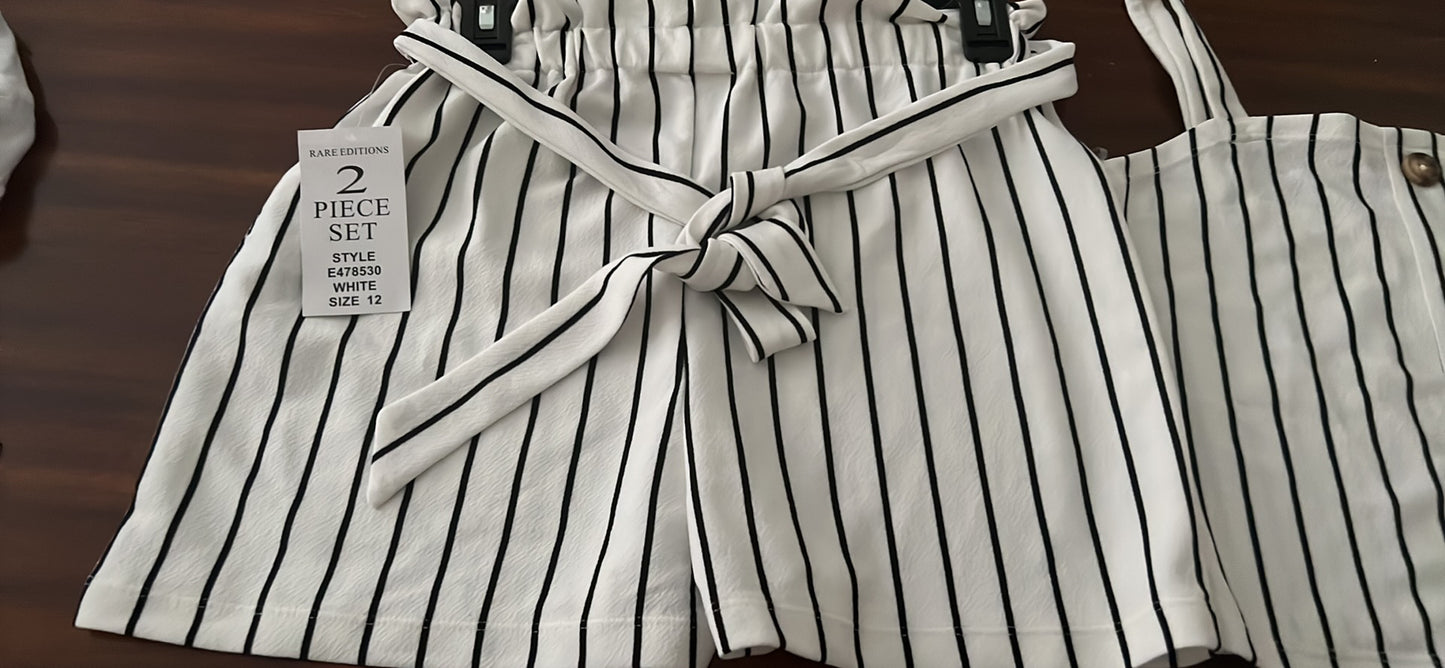 Rare Editions Big Girls Scuba Crepe Short Sets White - Size 12