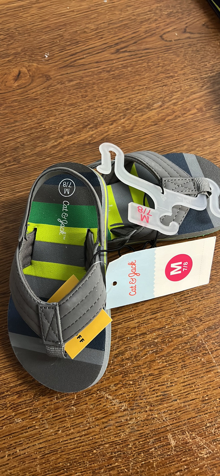 Toddler Sz Small 5/6 Sandals Gray Slip-On Flip Flop