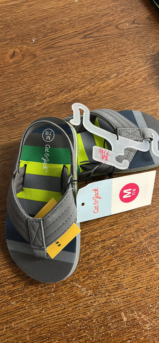 Toddler Sz Small 5/6 Sandals Gray Slip-On Flip Flop