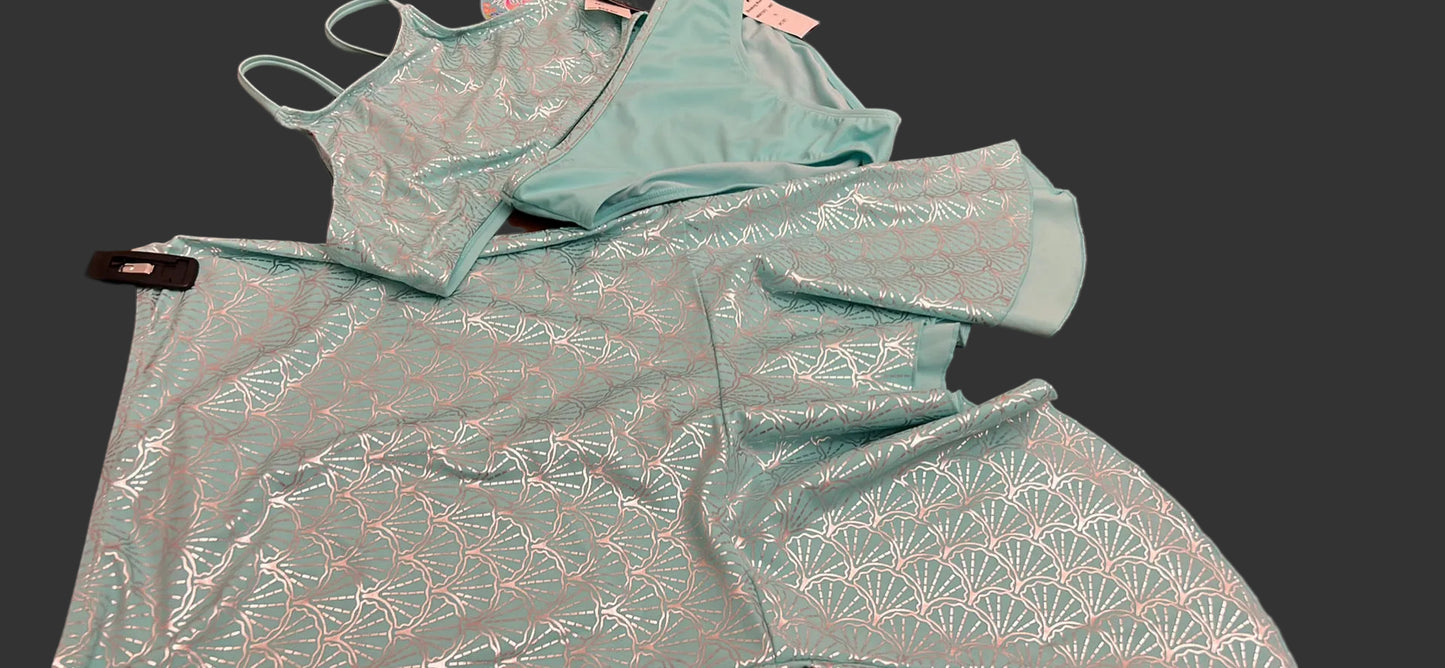 Breaking Waves Big Girls 3-Pc. Mermaid Tails Bikini & Skirt - Mint Size 16