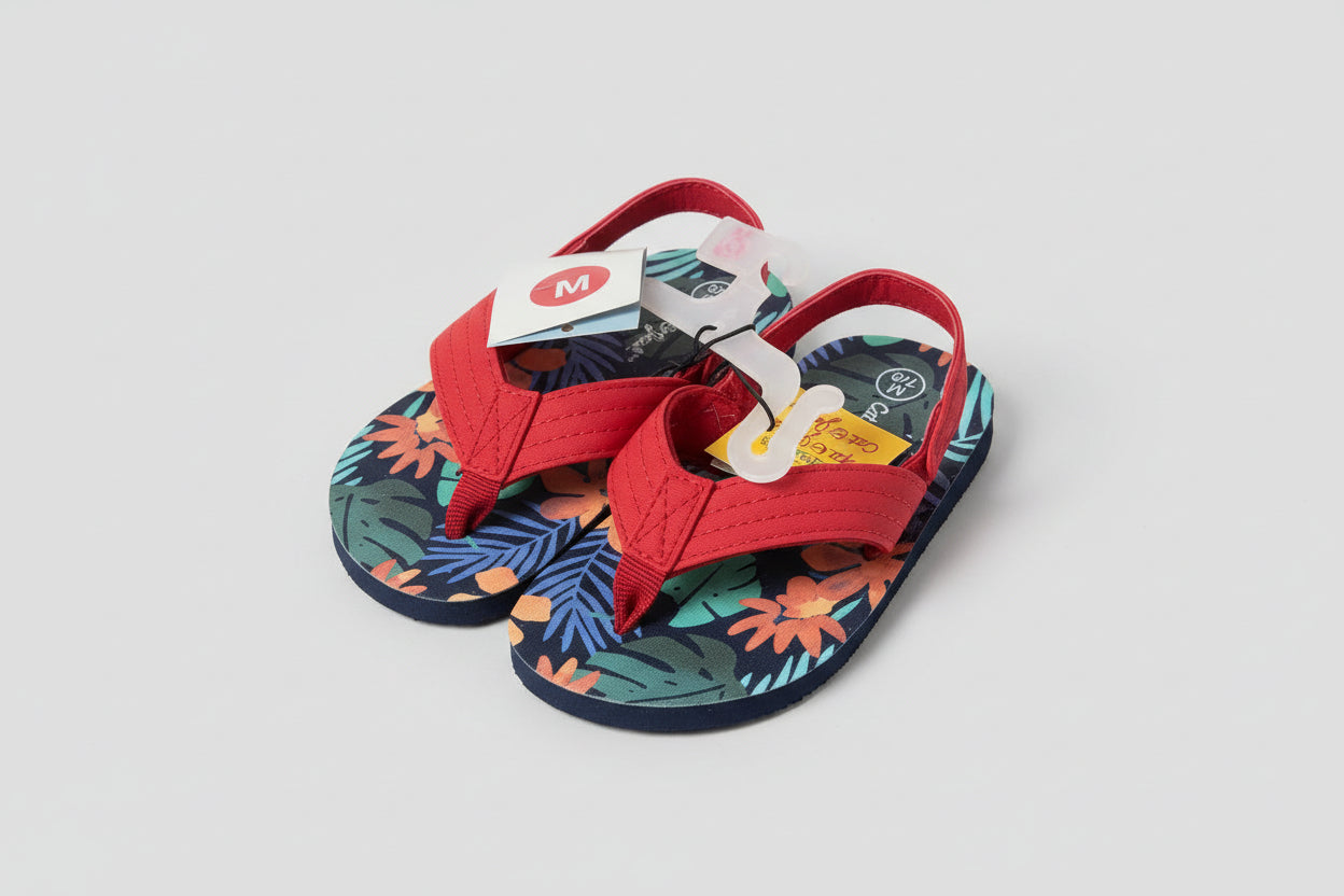 Cat & Jack Toddler Sz M Medium 7/8 Sandals Red Slip-On Flip Flop