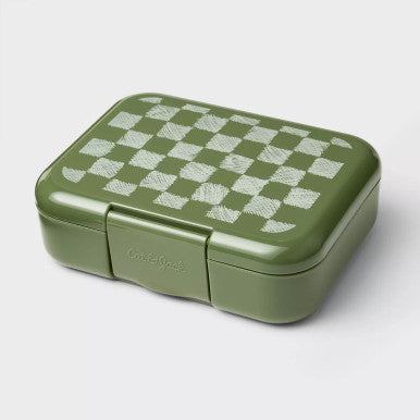 Cat & Jack Deluxe Bento Box 4 pcs Green Checked- Snap Closure