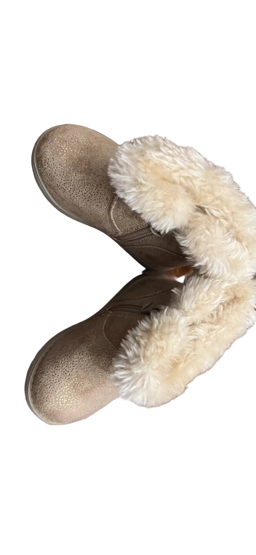 Toddler Girls' Emani Zipper Slip-On Shearling Style Winter Boots Tan - Size 6
