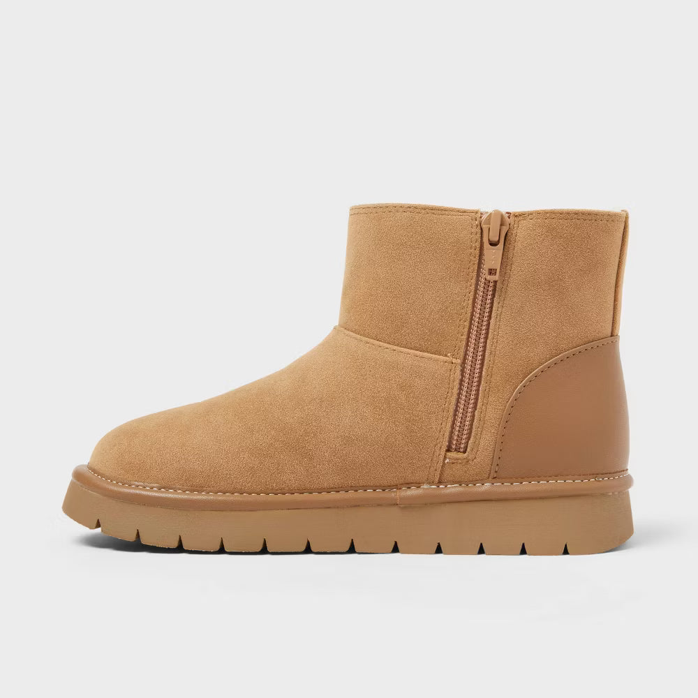 Cat & Jack Girl's Honor Faux-Suede Style Boots  Cognac - Size 13