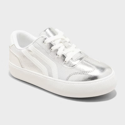 Big Kids' Coco Platform Court Sneakers - Cat & Jack™ Silver - Size 5