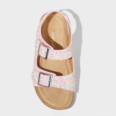 Toddler Reagan Footbed Sandals Multicolor Glitter - Cat & Jack - CHOOSE SIZE