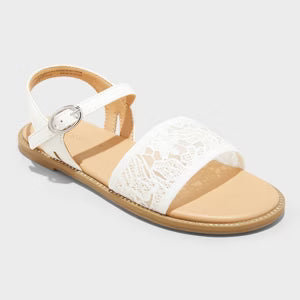 Kids' Teresa Lace Ankle Strap Sandals White- Cat & Jack™