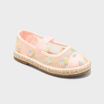 Toddler Arren Embroidered Floral Espadrille Flats - Cat & Jack™ Beige - CHOOSE SIZE