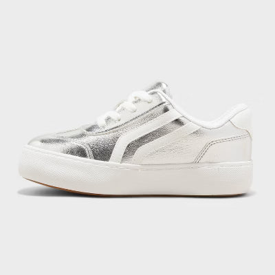 Big Kids' Coco Platform Court Sneakers - Cat & Jack™ Silver - Size 5