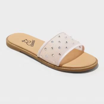 Girls' Heather Embellished Slide Sandals - Art Class Blush 3
