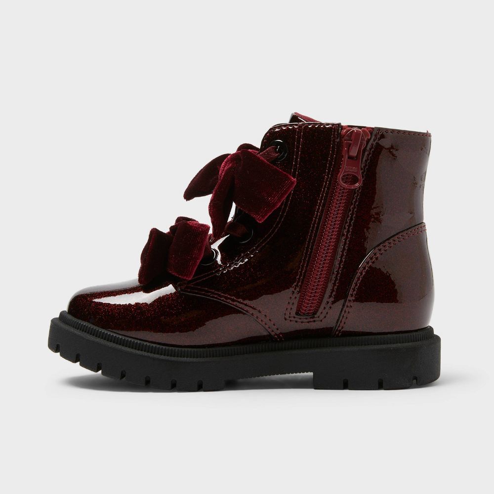 Toddler Estes Shimmer Combat Boots Burgundy - Cat & Jack - CHOOSE SIZE