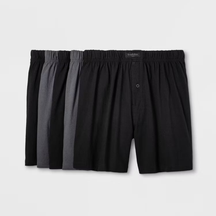 Goodfellow & Co Men's  classic knit boxers  Black/Gray 5pairs - CHOOSE Sz