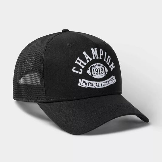 Champion 1919 Physical Education Black Mesh Trucker Hat Adjustable