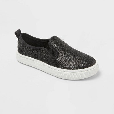Cat & Jack Toddler Yana Slip-On Glitter Sneakers Black - Size 6