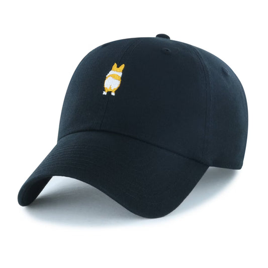 Lifestyle Adult Cotton Baseball Hats - Black: Dog Pattern, Adjustable Strap, Woven Cotton