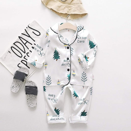 2 Pieces Toddler's Satin Silk Long Sleeve Pajamas sets - Size 3T