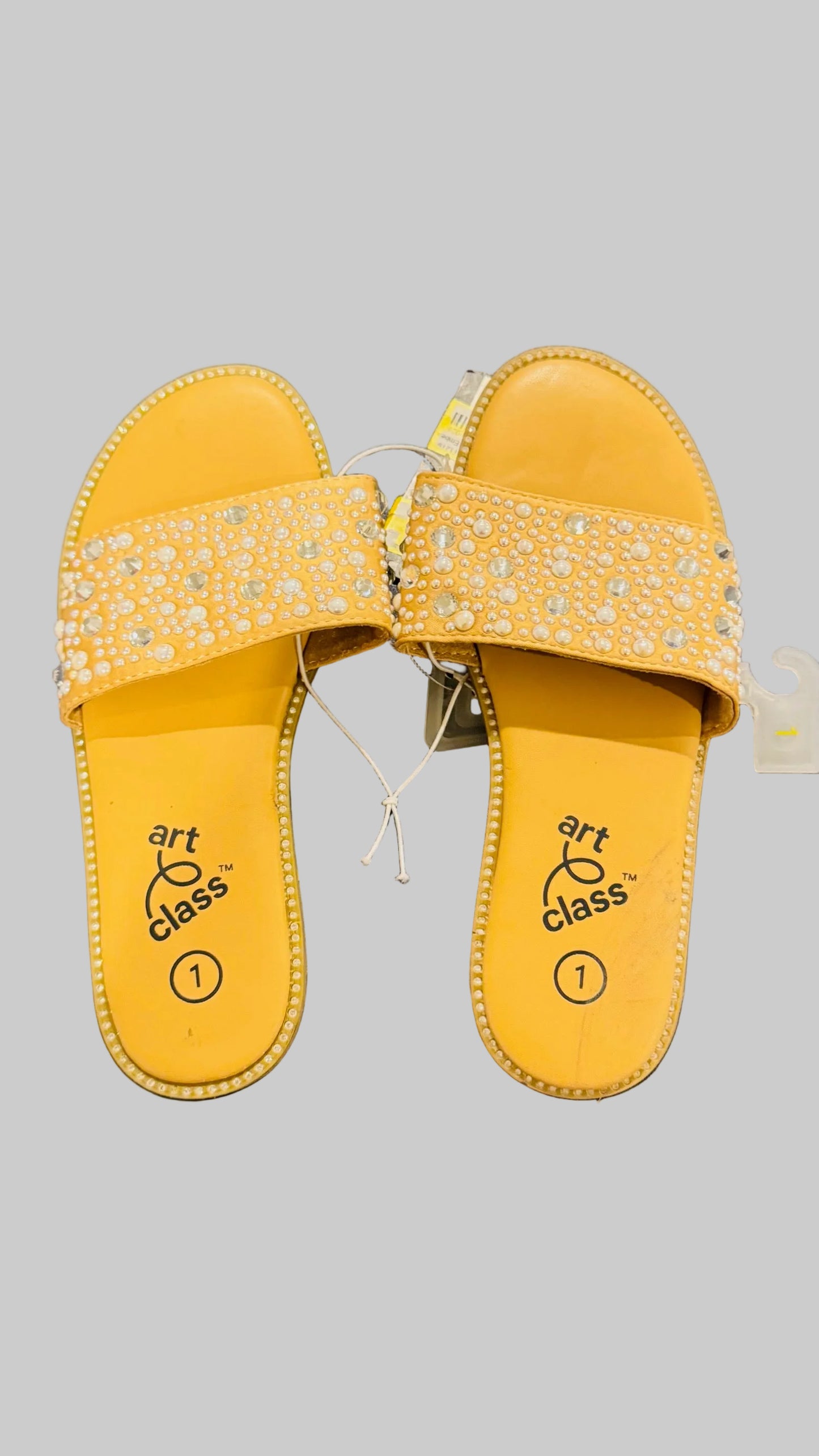 Kids' Heather Embellished Slide Sandals Tan - art class - CHOOSE SIZE