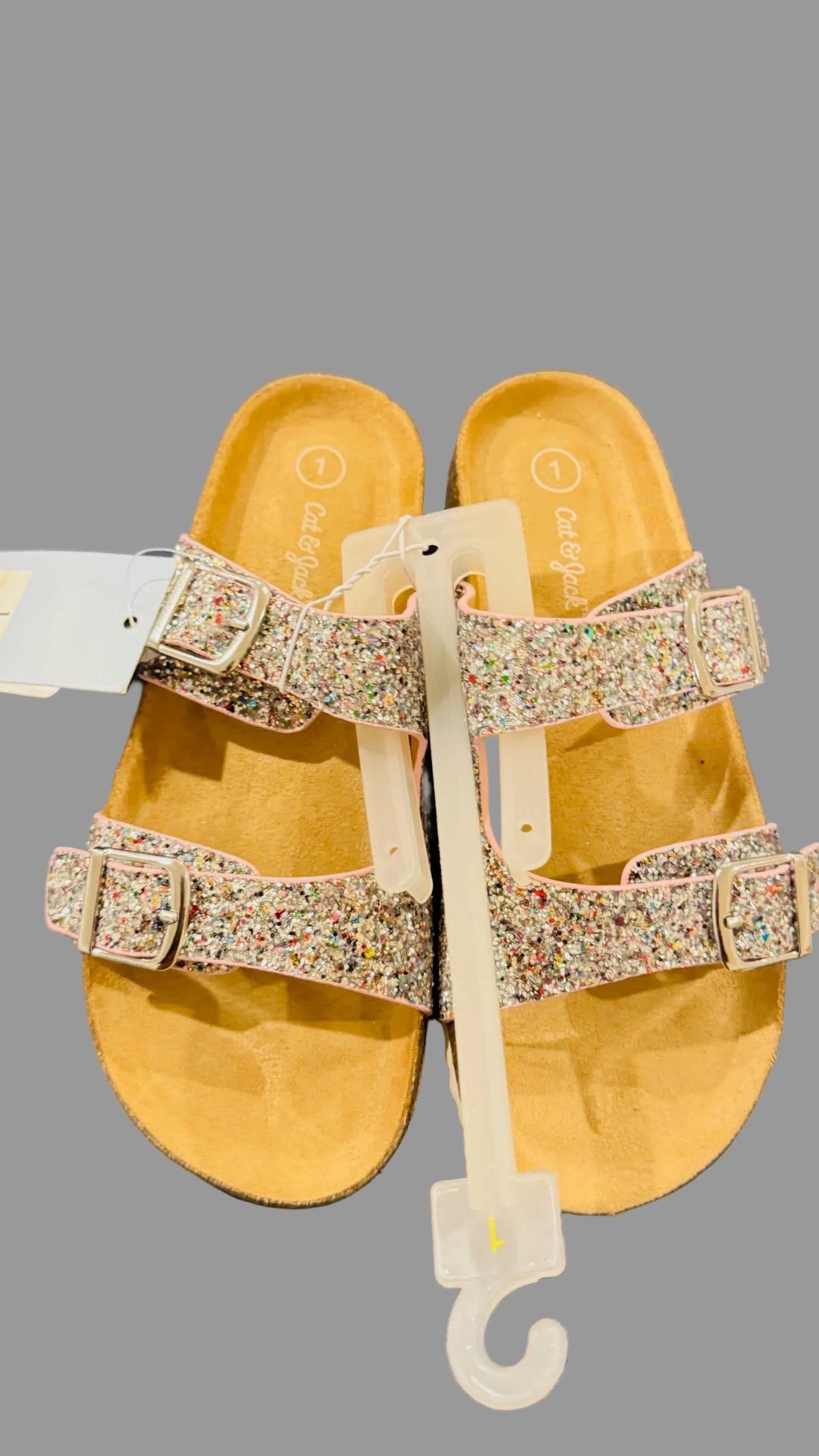 Cat & Jack Kids' Drew Footbed Sandals Silver - CHOOSE SIZE