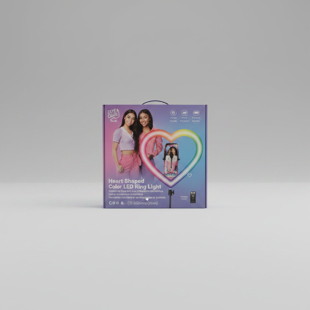 Dixie & Charli 13" Heart Shaped Color LED Ring Light Cell Phone Holder with 62"