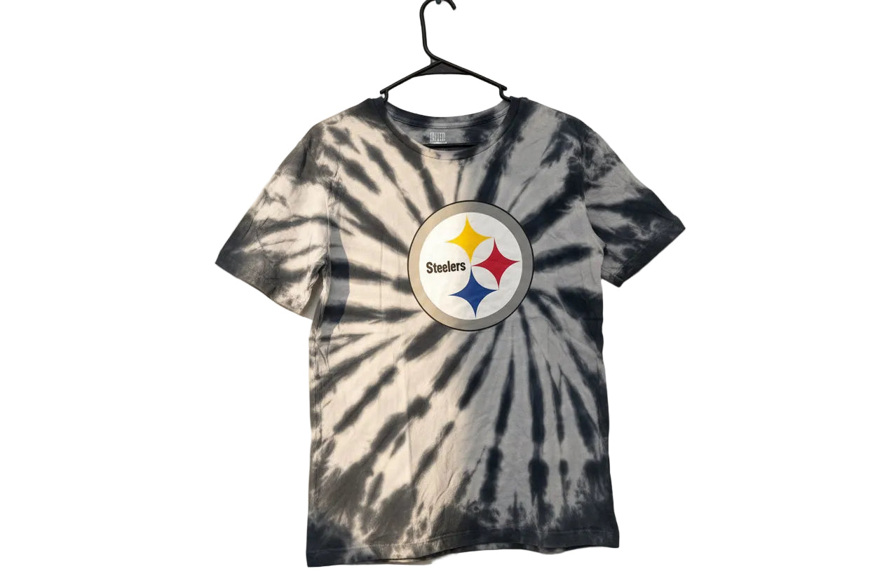 Pittsburgh Steelers Youth Black Tie-Dye Team Logo Short T-Shirt - CHOOSE SIZE