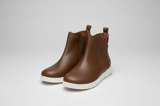 Cat & Jack Boys' Abram Sneaker Boots, Side Zipper, Faux Leather Brown
