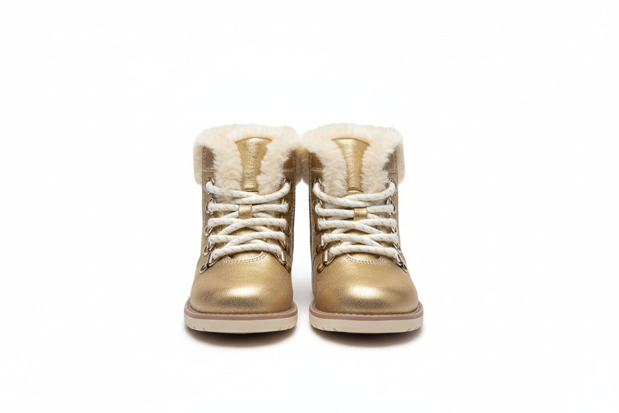 Toddler Girls' Gold/Reed Zipper Slip-On Combat Winter Boots