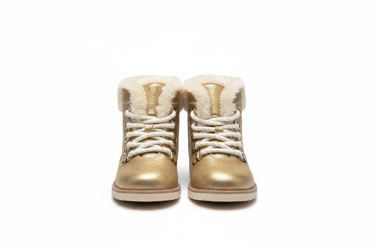 Toddler Girls' Gold/Reed Zipper Slip-On Combat Winter Boots