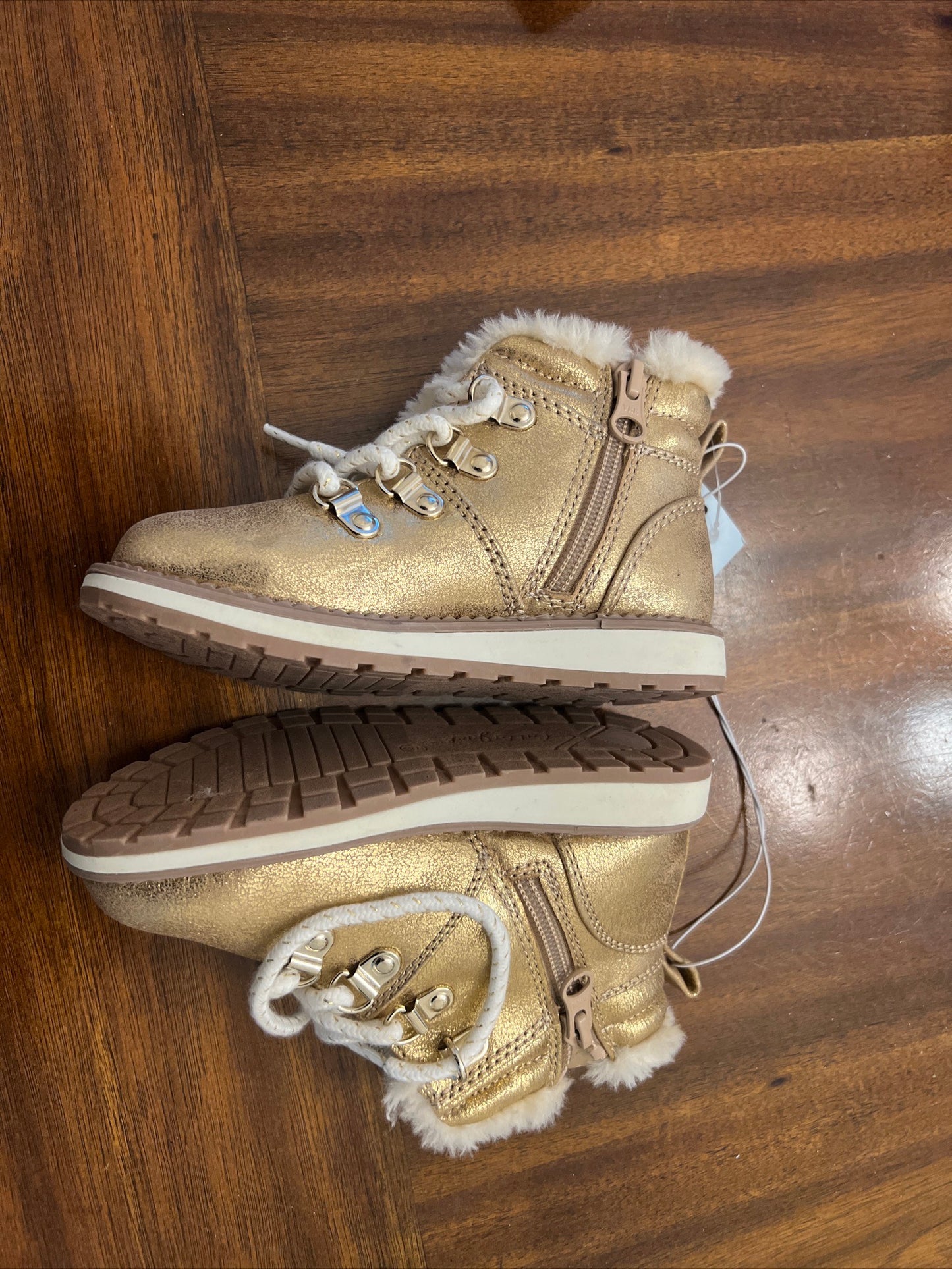Toddler Girls' Gold/Reed Zipper Slip-On Combat Winter Boots