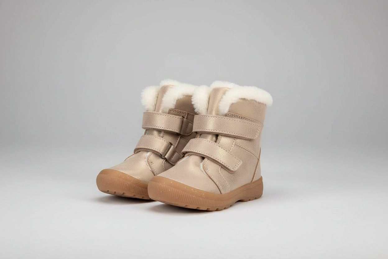Toddler Girl’s ELI Winter Fur Shearling Lined Treaded Boots- Pink
