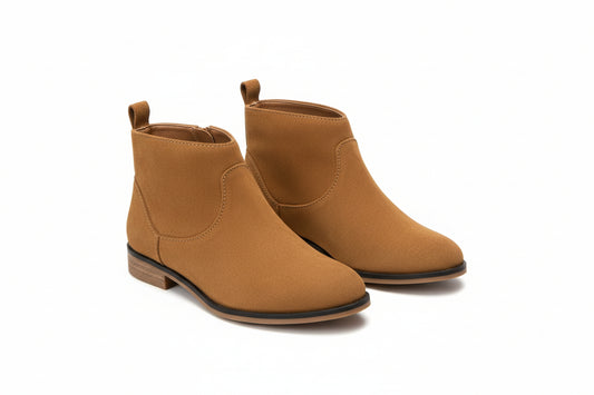 Toddler Girl’s Cognac Onyx Zipper Slip-On Faux Bootie Shoes- 8