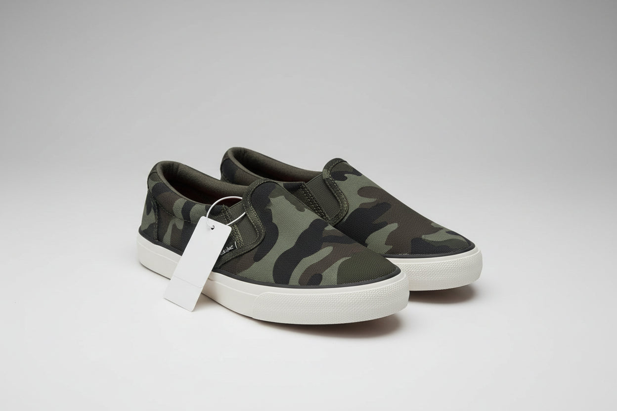 Boys Slip-on Sneakers Shoes Camo