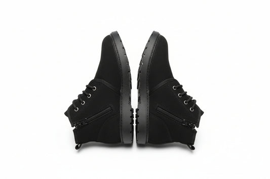 Boys' Ronin Slip-On Lace/Zipper Black Chukka Boots