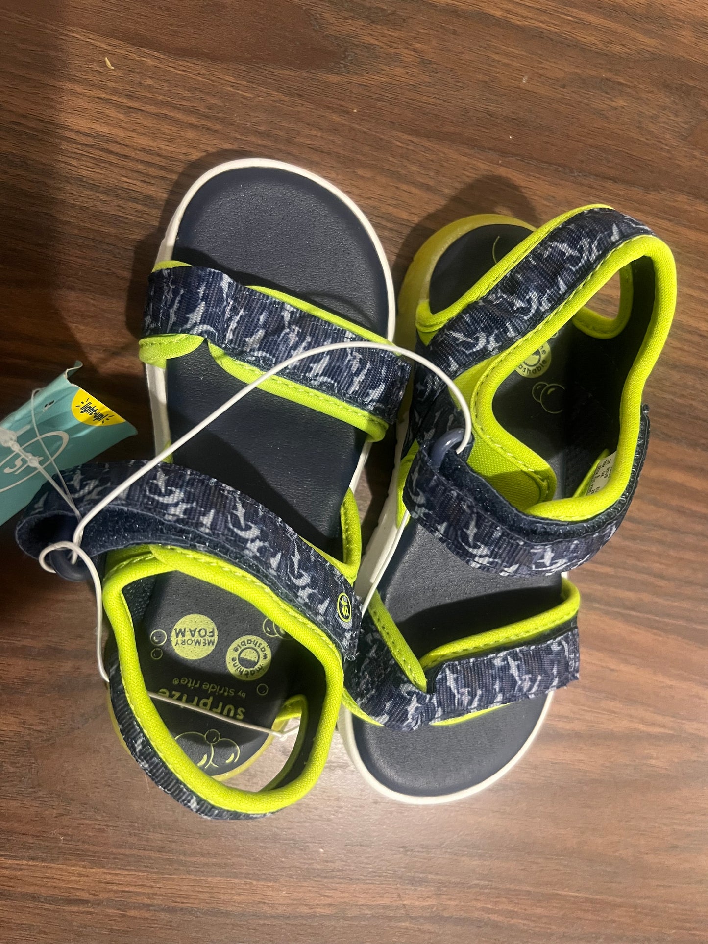 Surprize by Stride Rite Boys' Lumos Green/ Blue Light-Up Sandals