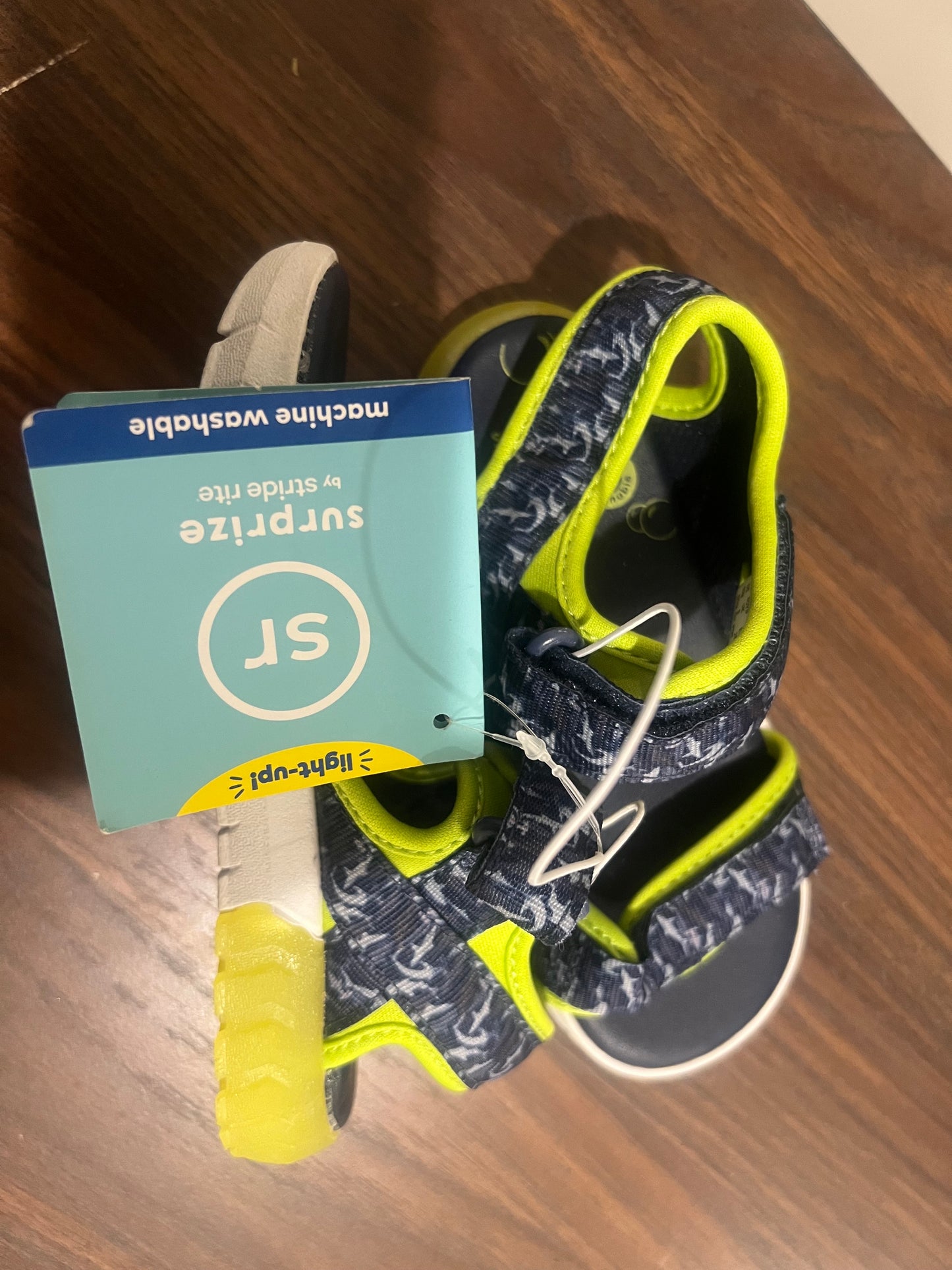 Surprize by Stride Rite Boys' Lumos Green/ Blue Light-Up Sandals