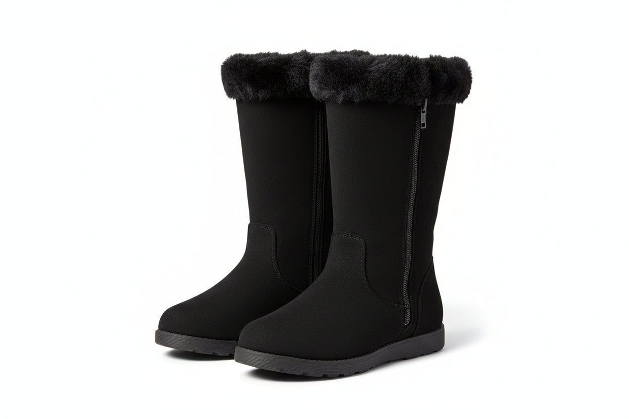 Girls Black Nina Zipper Winter Shearling Style Boots