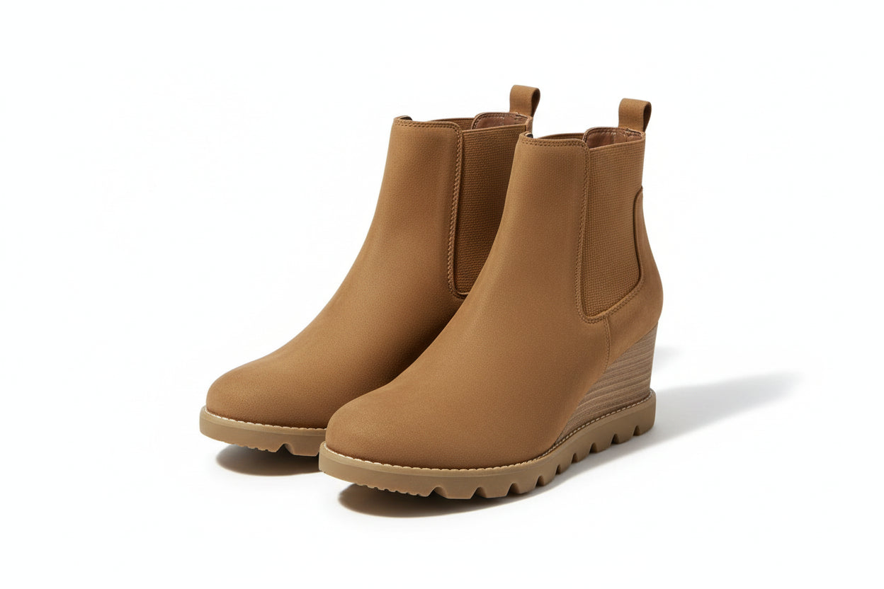 Women’s Cognac/Linda Wedge Boots - 8.5