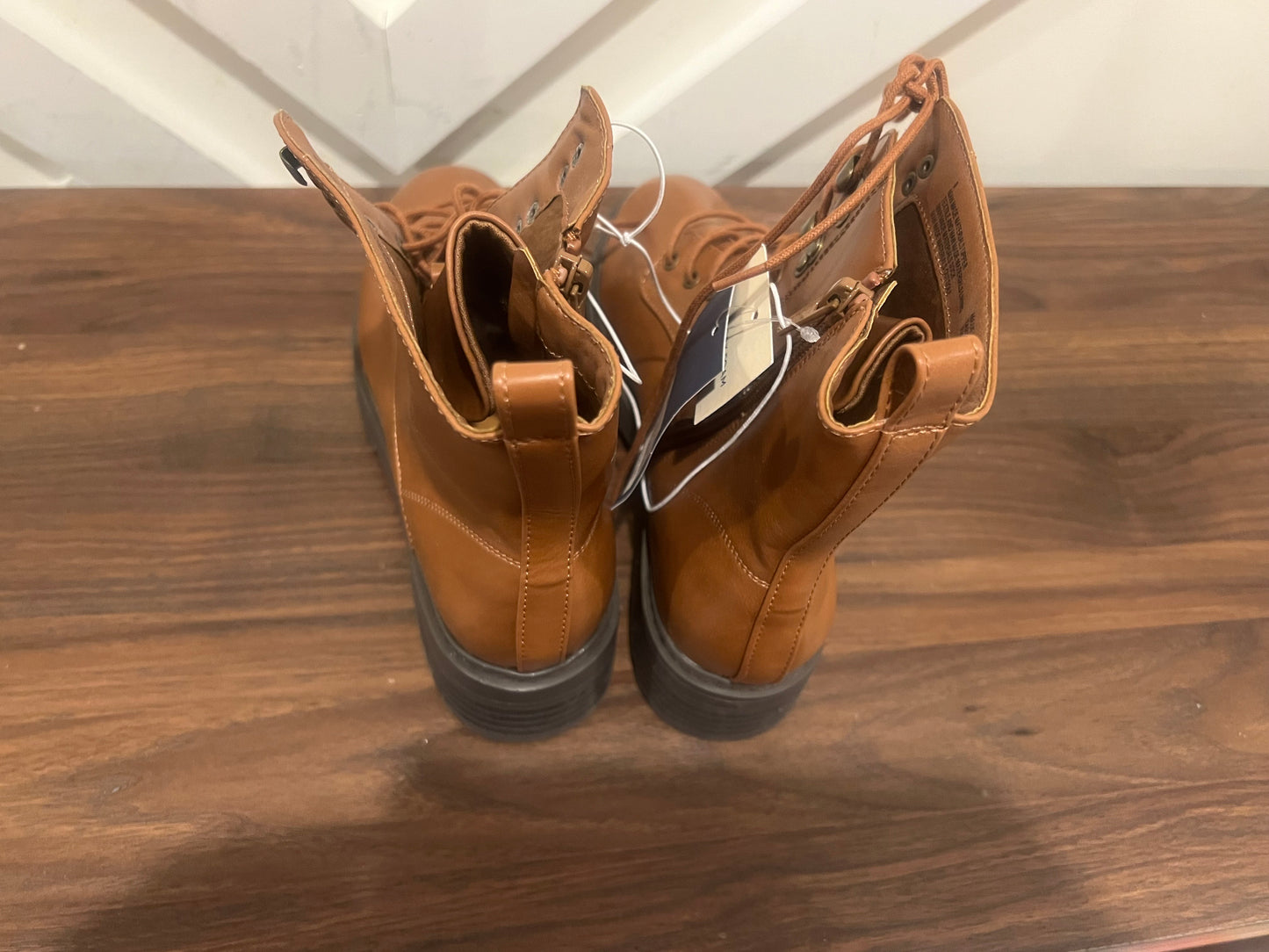 Women's Cognac Marta Ankle Memory Foam Combat Boots