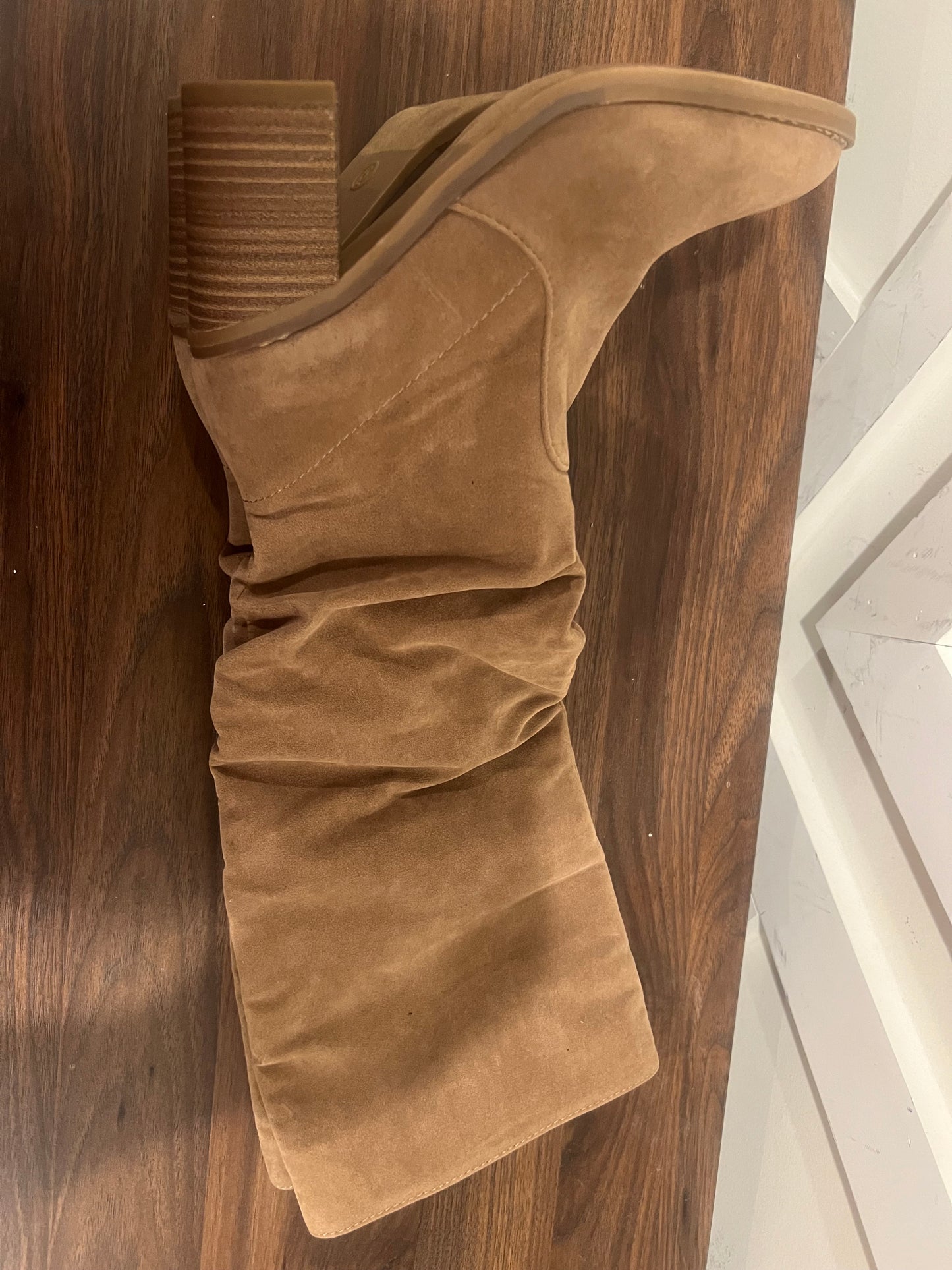 Women's Taupe Lainee Knee-high Scrunch Boots 1/4 side zip boots