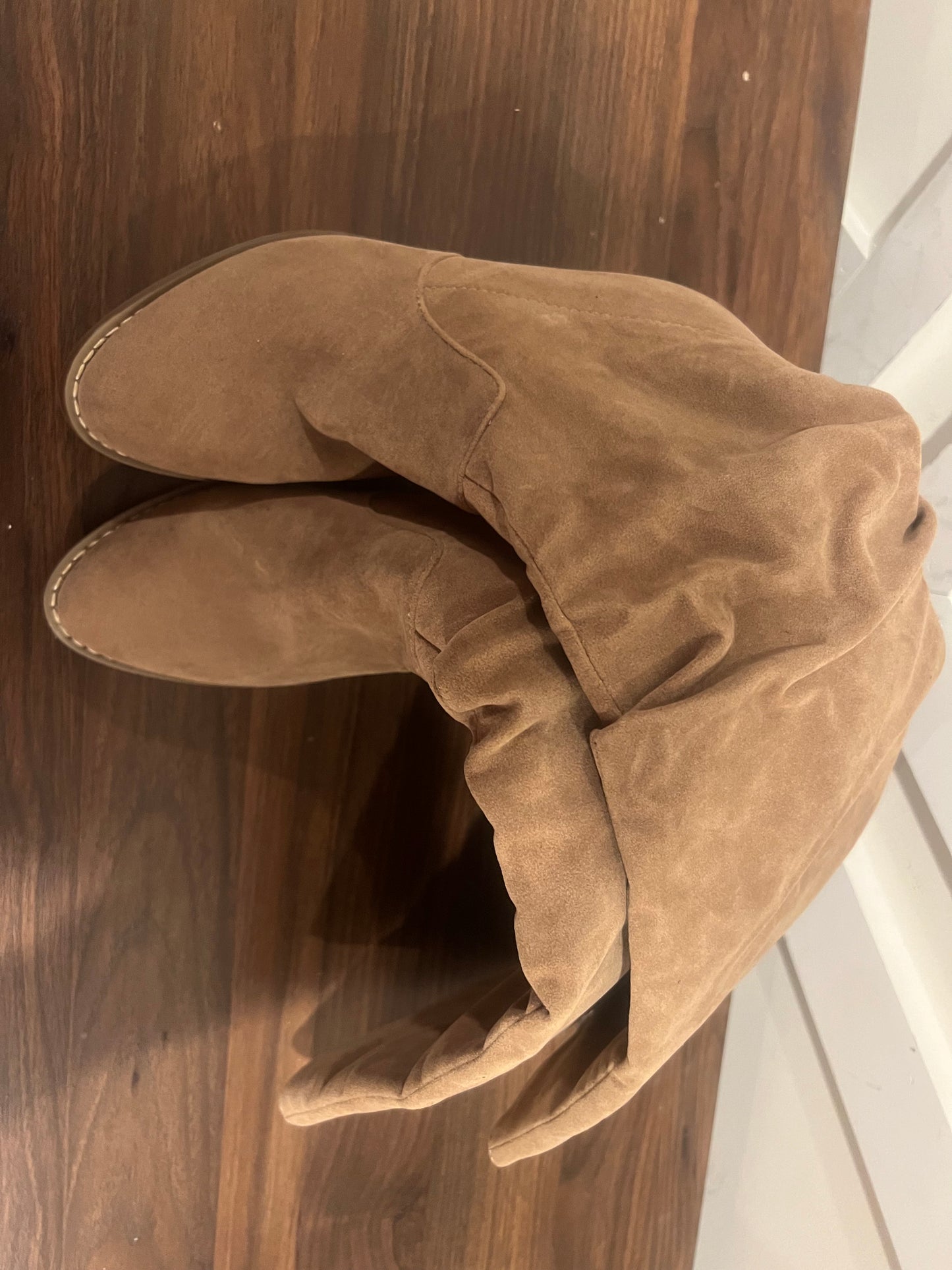 Women's Taupe Lainee Knee-high Scrunch Boots 1/4 side zip boots